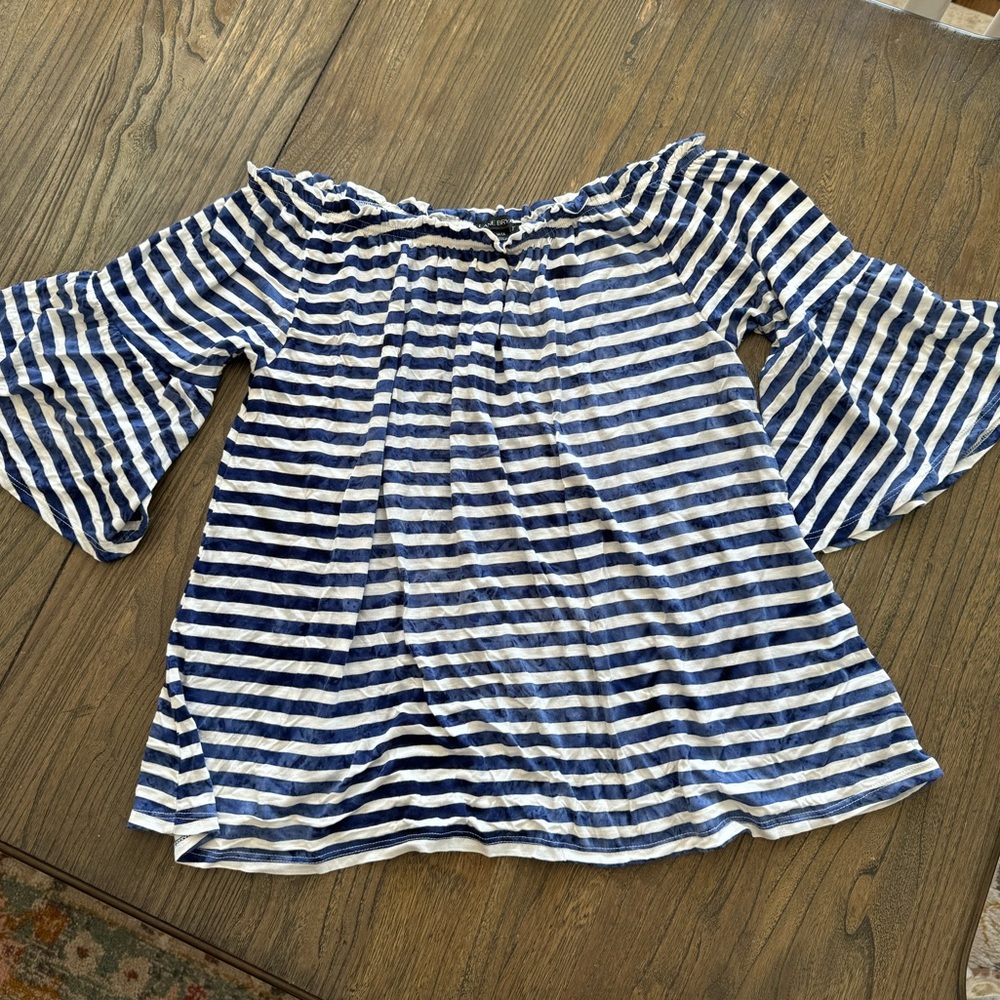 Lane Bryant off the shoulder striped blouse, size 16.